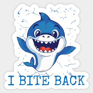 I Bite Back Cute Baby Smiling Shark Animal Blue Fish Sticker